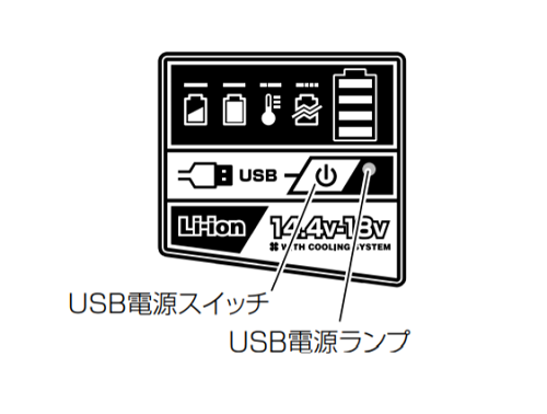 HiKOKI　コードレスチェンソー　CS 3630DA　USB機器の充電2